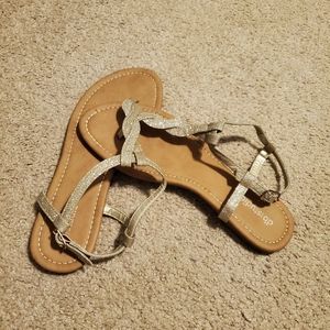 David's Bridal Gold Sandals